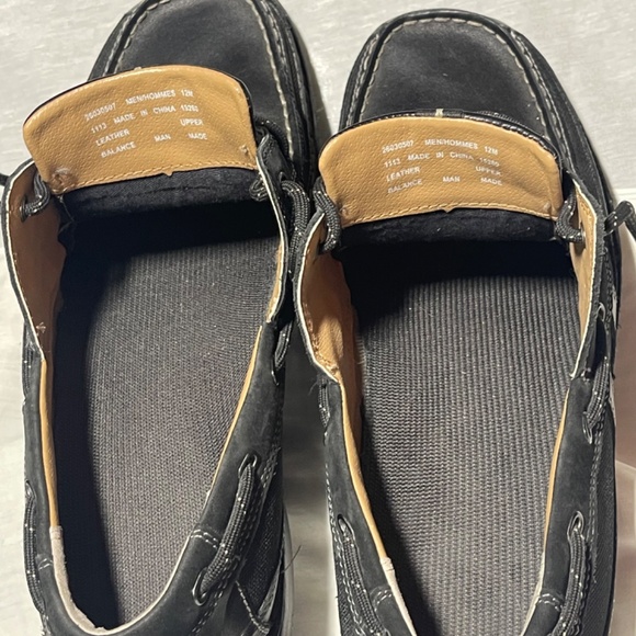 Clarks Waterloo Men 12 Leather Boat Shoe Black Lace Up Comfort Slip On Loafer - Picture 7 of 9